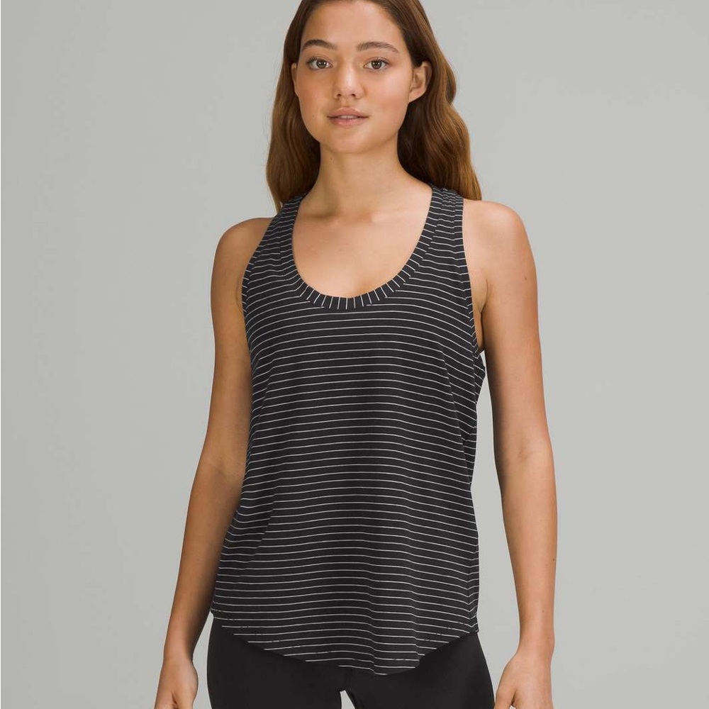 Lululemon Black and White Striped Love Tank Top